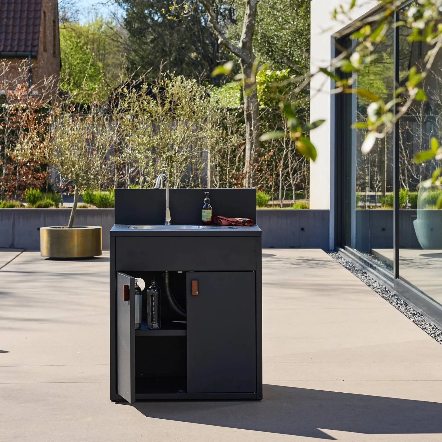 Outdoor kitchen steel sink and 2 doors L80cm