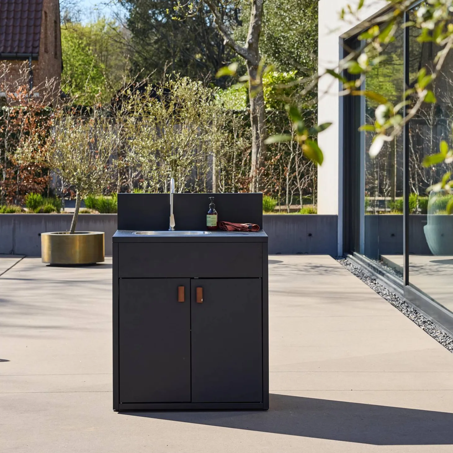 Outdoor kitchen steel sink and 2 doors L80cm