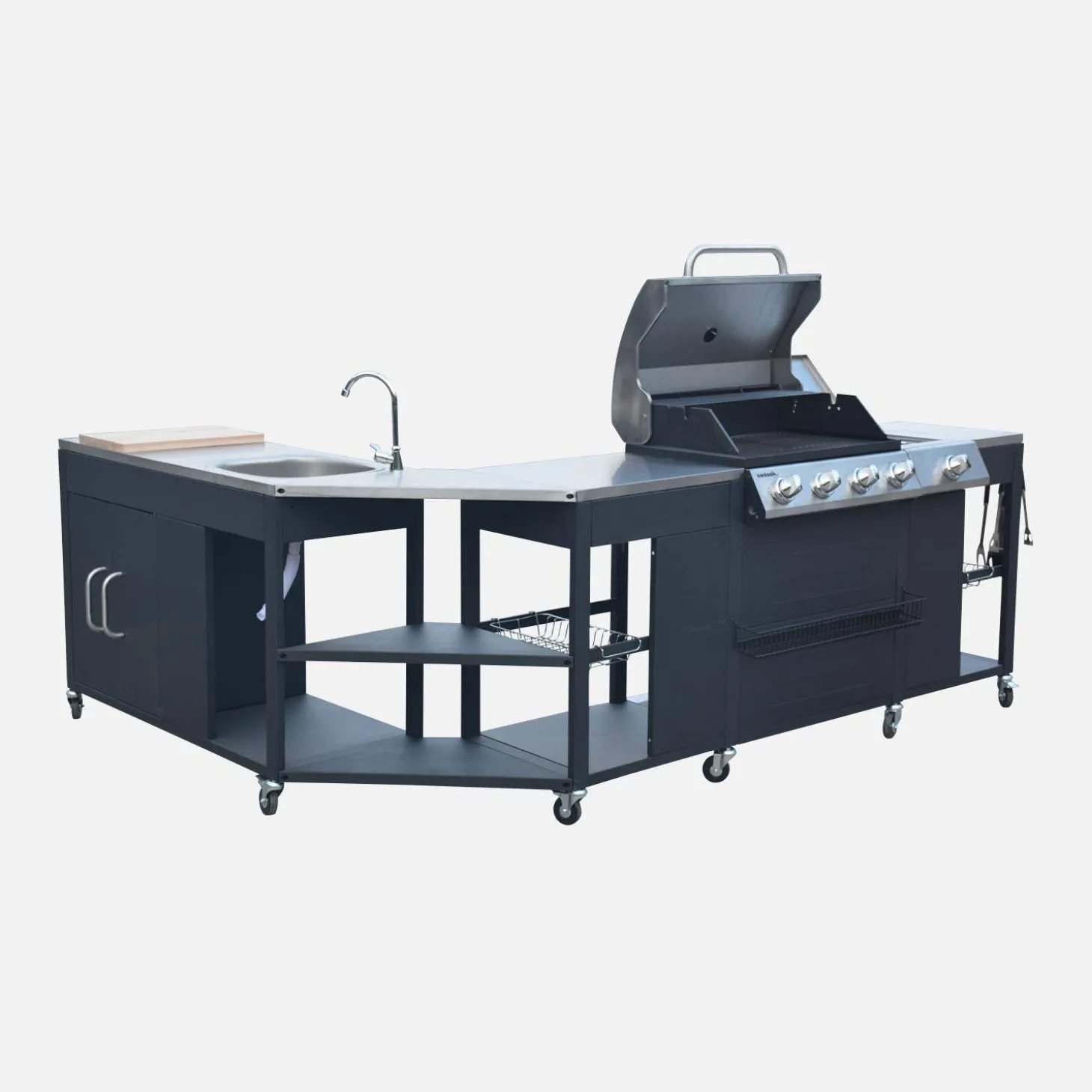 Outdoor kitchen steel with American gas grill 5 burners