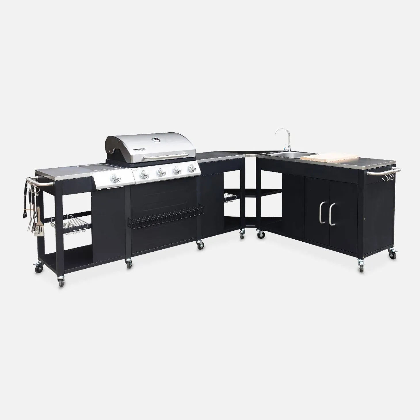 Outdoor kitchen steel with American gas grill 5 burners