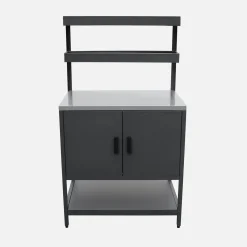 Outdoor kitchen with charcoal barbecue and 5 modules with sink