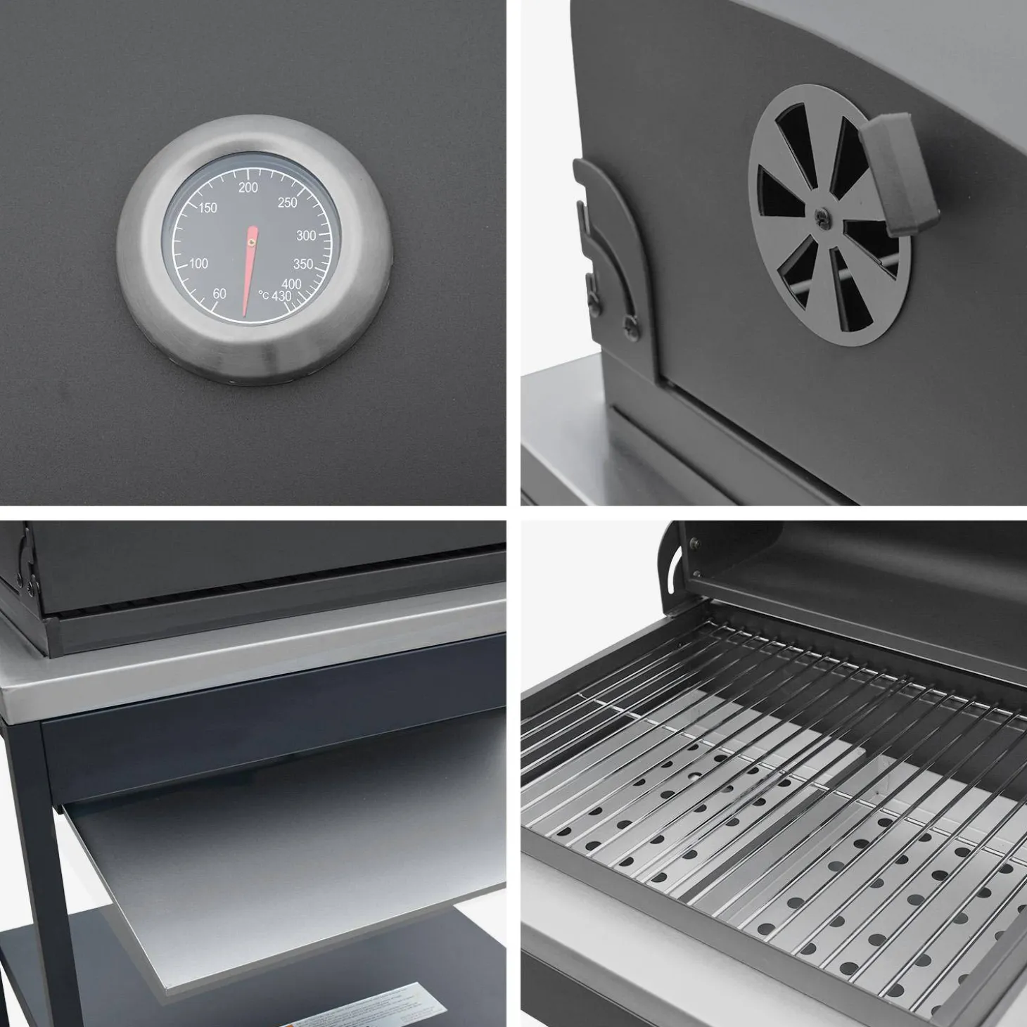 Outdoor kitchen with charcoal barbecue and 3 modules with sink