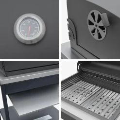 Outdoor kitchen with charcoal barbecue and 2 modules with sink