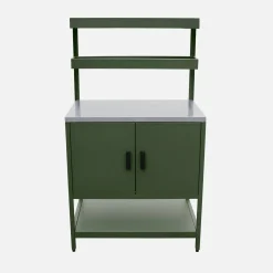 Outdoor kitchen with charcoal barbecue and 5 modules with sink