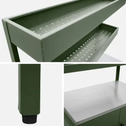 Outdoor kitchen with charcoal barbecue and 5 modules with sink