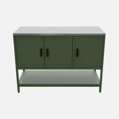 Outdoor kitchen with charcoal barbecue and 5 modules with sink