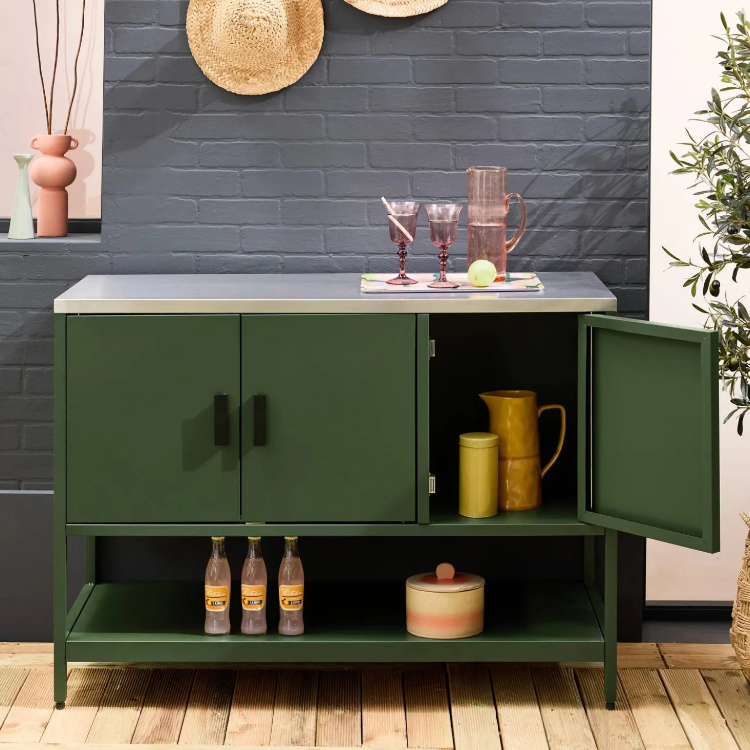 Outdoor steel kitchen 3 doors, 1 shelf L120cm