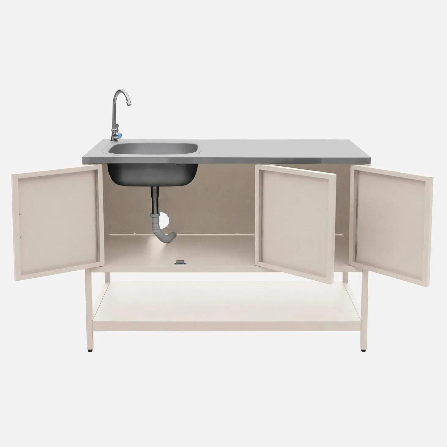 Outdoor steel kitchen with sink L120cm