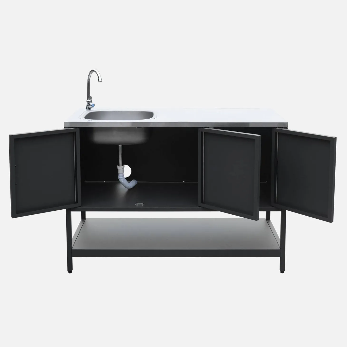 Outdoor steel kitchen with sink L120cm