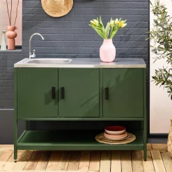 Outdoor steel kitchen with sink L120cm