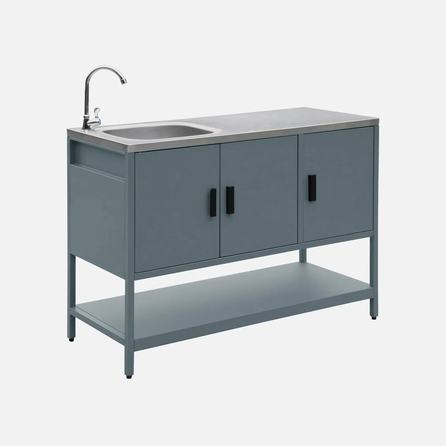 Outdoor steel kitchen with sink L120cm