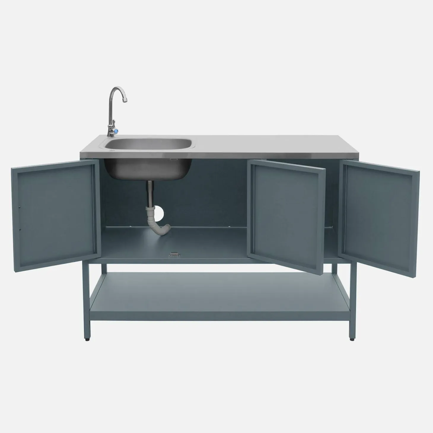 Outdoor steel kitchen with sink L120cm