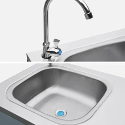 Outdoor steel kitchen with sink L120cm