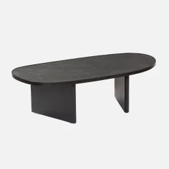 Oval coffee table mango wood and stone veneer