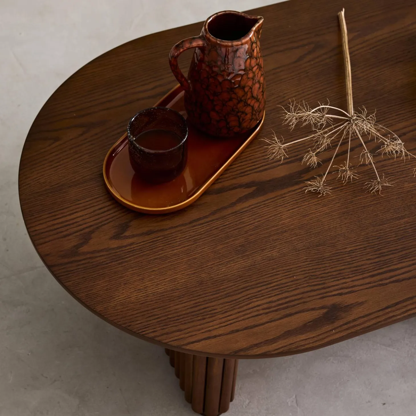 Oval coffee table Rubberwood oak veneer
