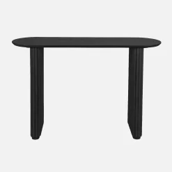 Oval console rubberwood and oak-effect veneer