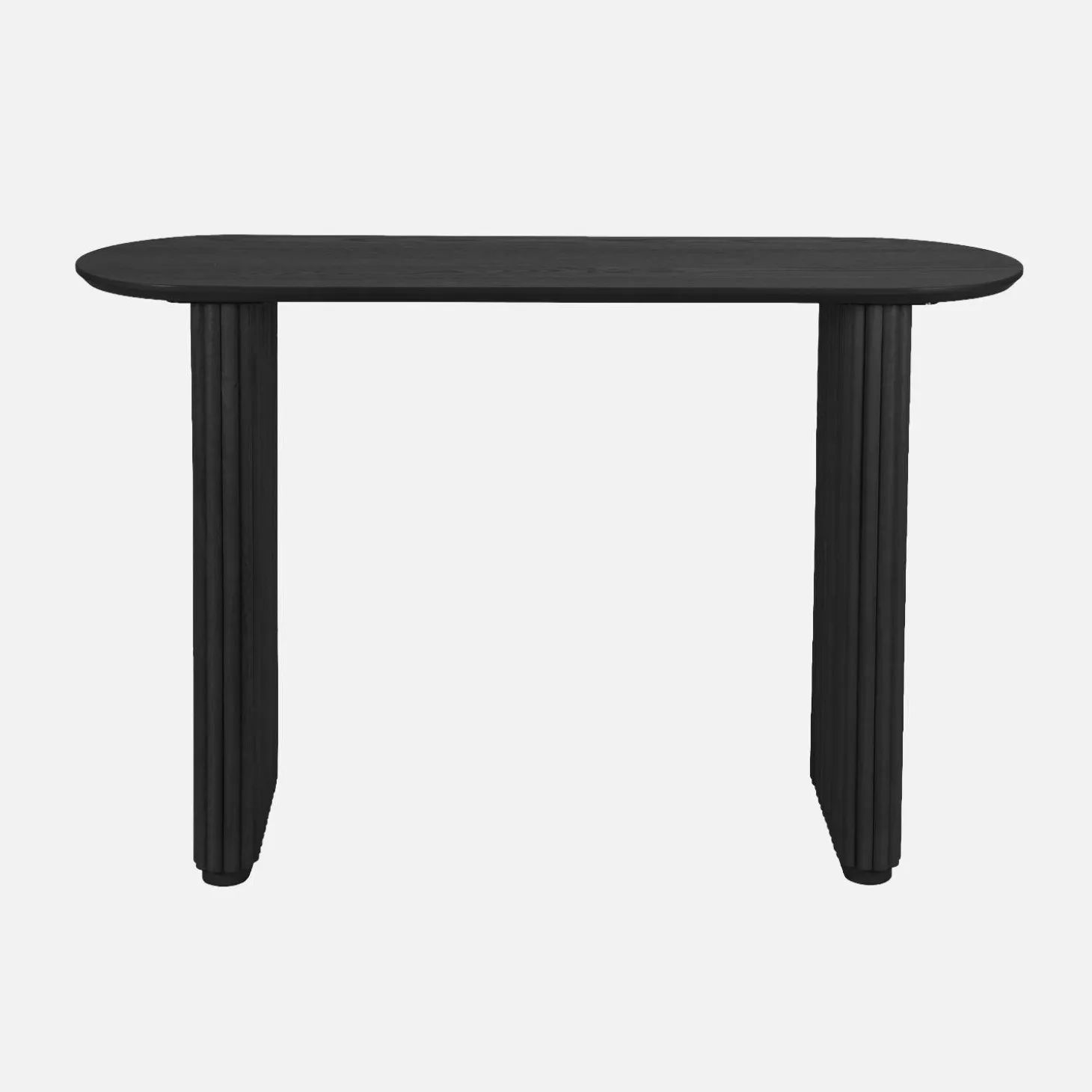 Oval console rubberwood and oak-effect veneer