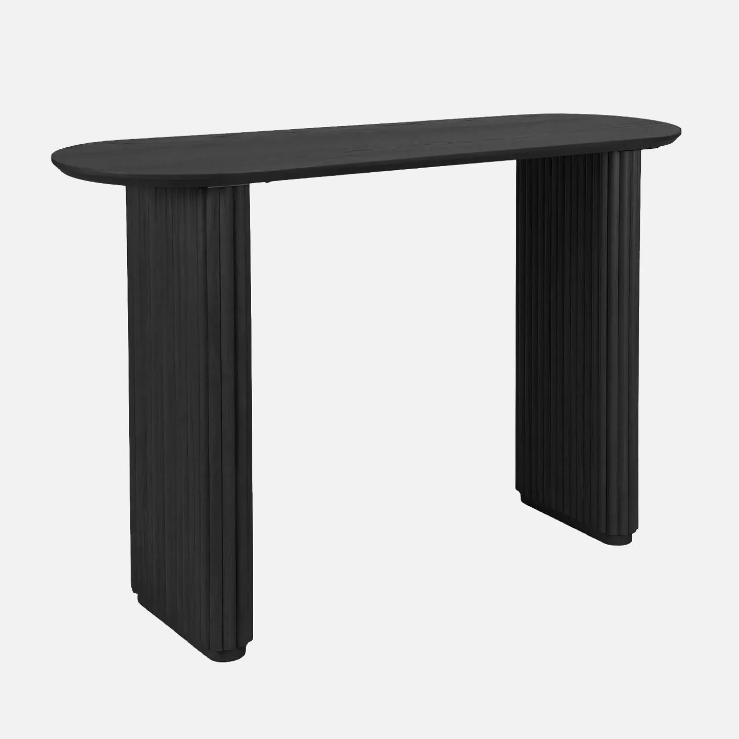 Oval console rubberwood and oak-effect veneer