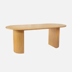 Oval dining table 200cm in rubberwood and oak veneer, seats 6-8