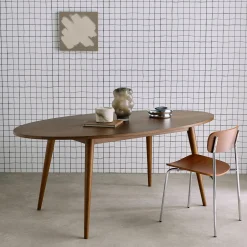 Oval dining table rubber wood and oak veneer 6 places