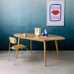 Oval dining table rubber wood and oak veneer 6 places