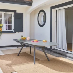Oval extendable aluminum garden table 220/280 cm seats 10