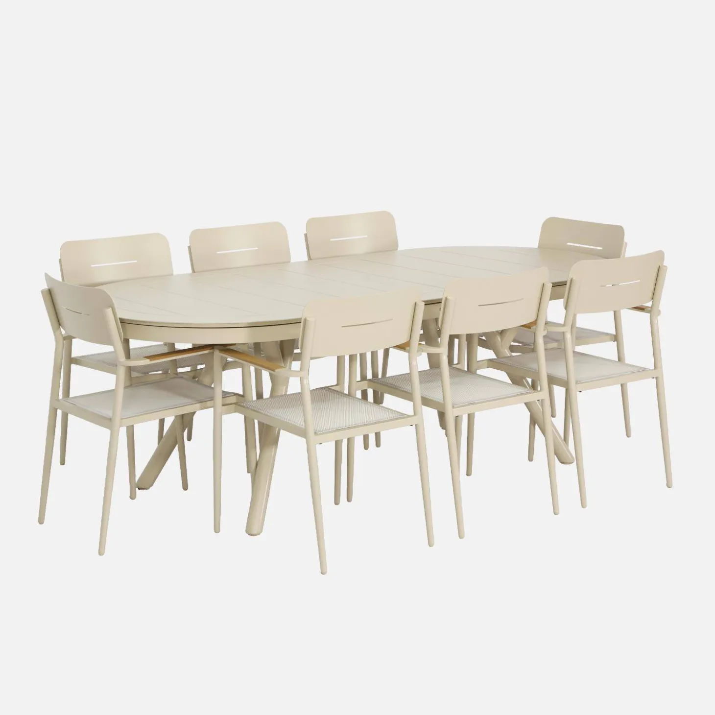 Oval extendable aluminum garden table 220/280 cm seats 10