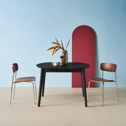 Oval extendable dining table rubberwood and oak veneer 4-6 seats