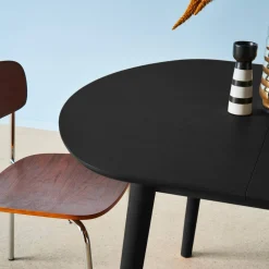Oval extendable dining table rubberwood and oak veneer 4-6 seats