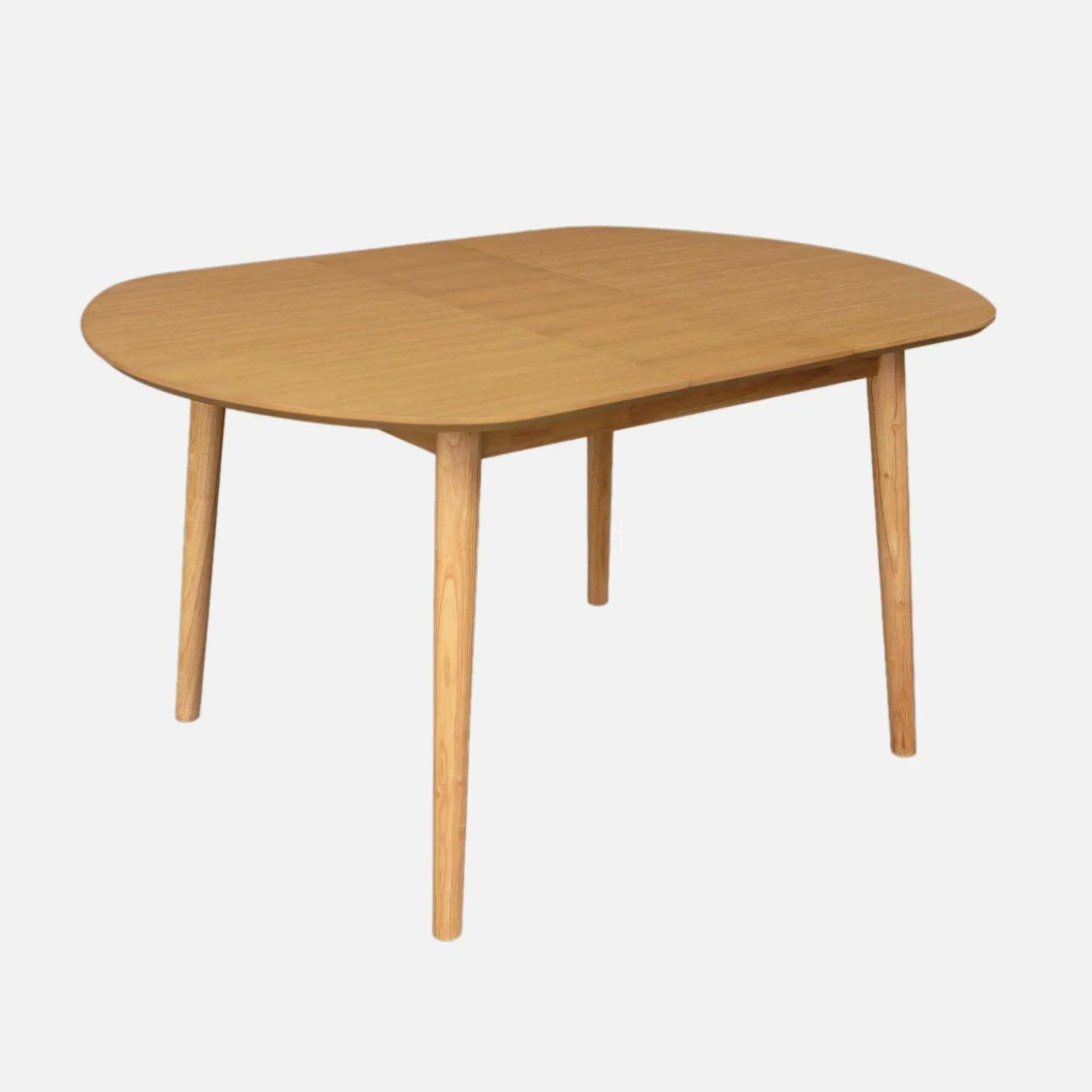 Oval extendable dining table rubberwood and oak veneer 4-6 seats