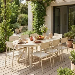 Oval extendable garden table aluminium + 8 armchairs