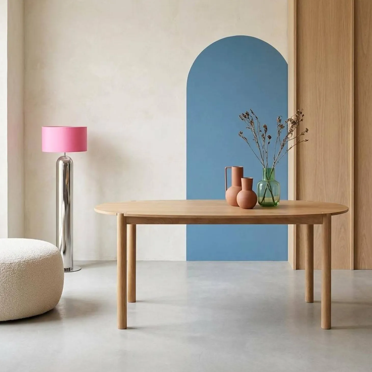 Oval rubberwood dining table 180cm seats 6