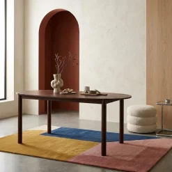 Oval rubberwood dining table 180cm seats 6