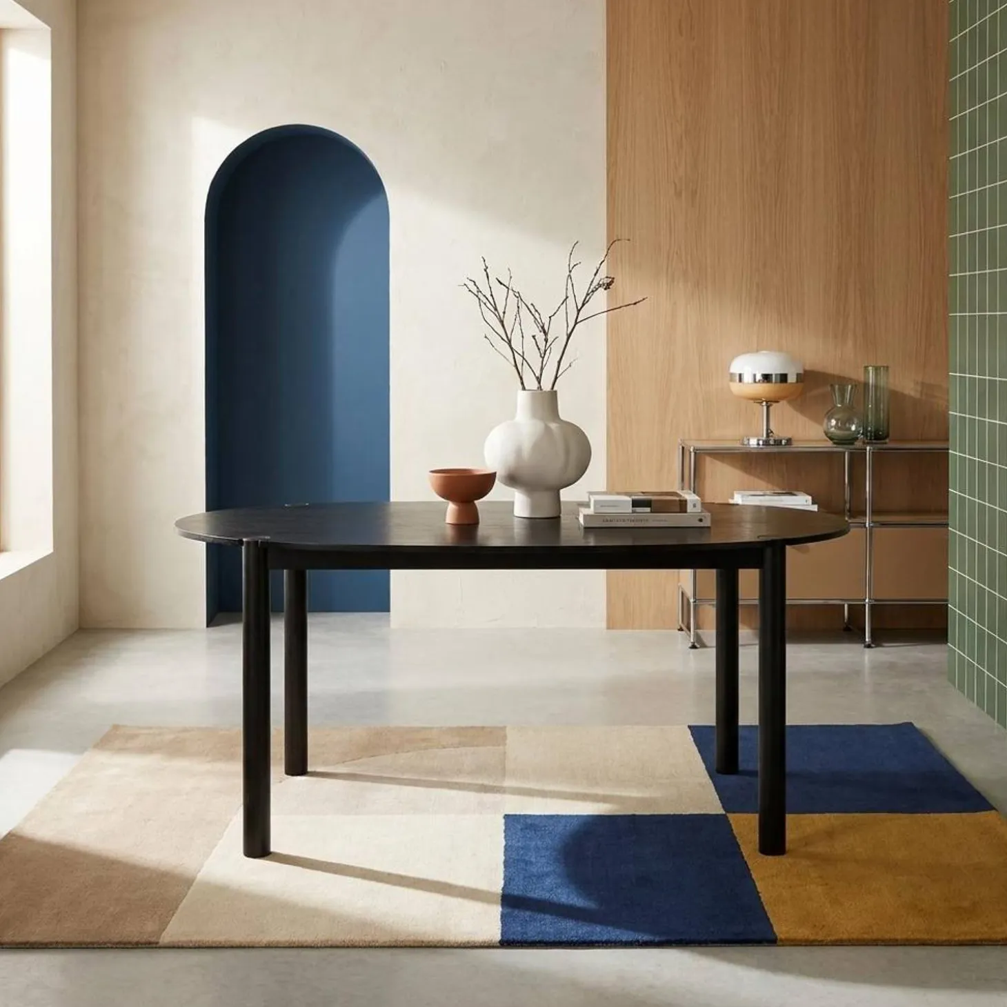 Oval rubberwood dining table 180cm seats 6