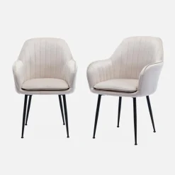 Pair of accent velvet armchairs with metal legs