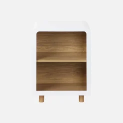 Pair of bedside tables with a wooden effect and 2 niches