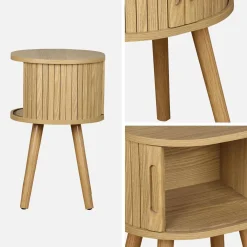 Pair of bedside tables with sliding doors