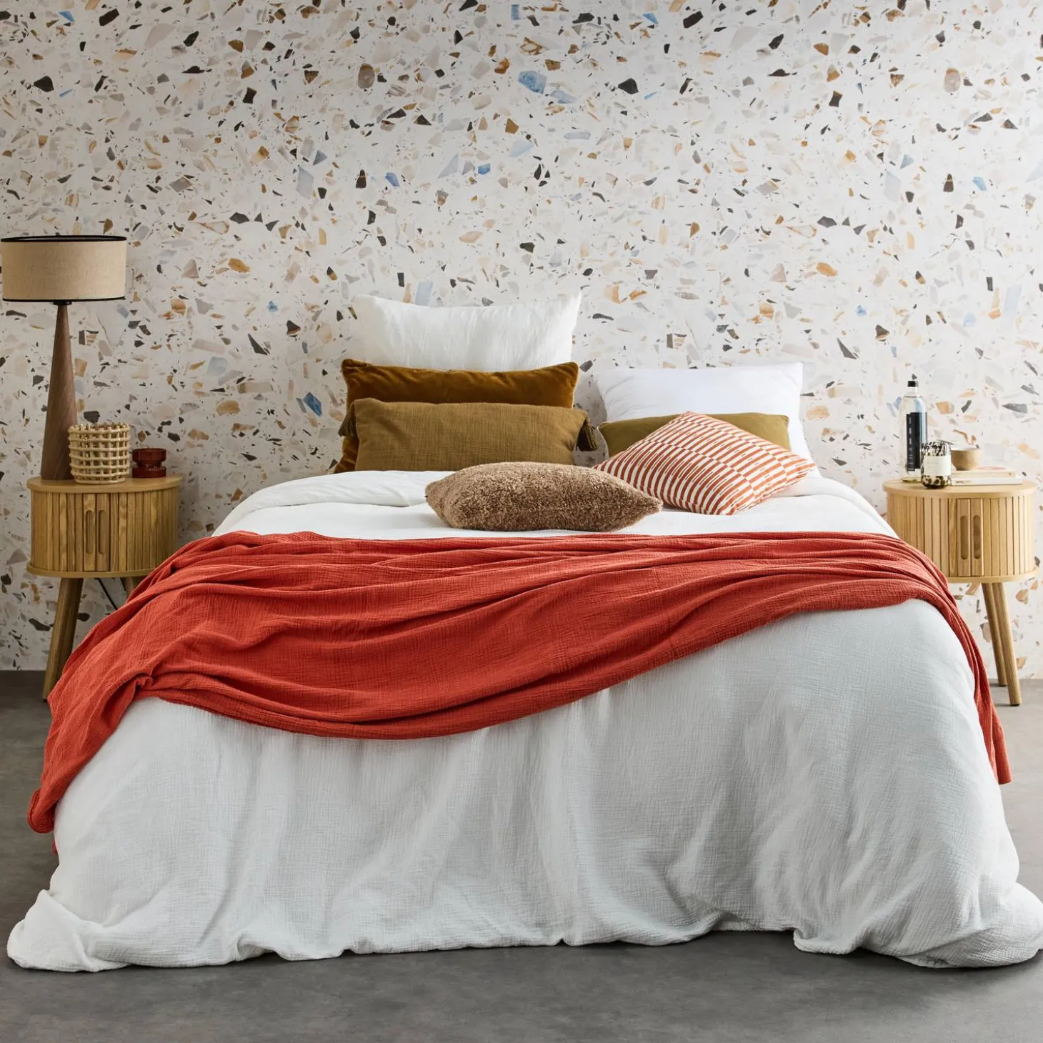 Pair of bedside tables with sliding doors