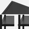 Pair of 2 black metal bedside table with shelf