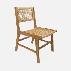 Pair of cane and wooden garden chairs