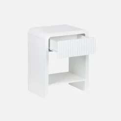 Pair of 1-drawer bedside tables with a grooved wooden effect