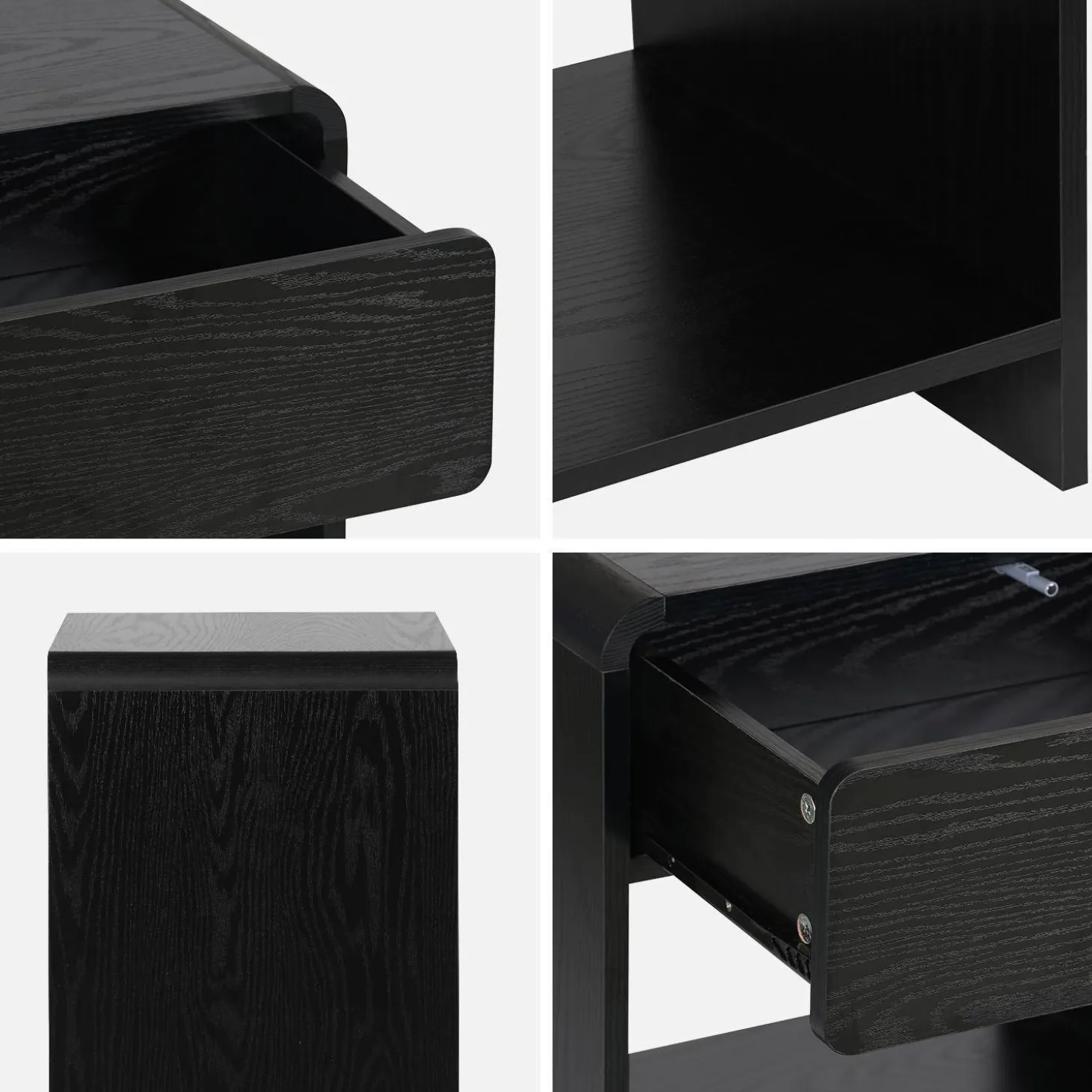 Pair of 1-drawer bedside tables with wooden effect