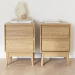 Pair of 2-drawer bedside tables