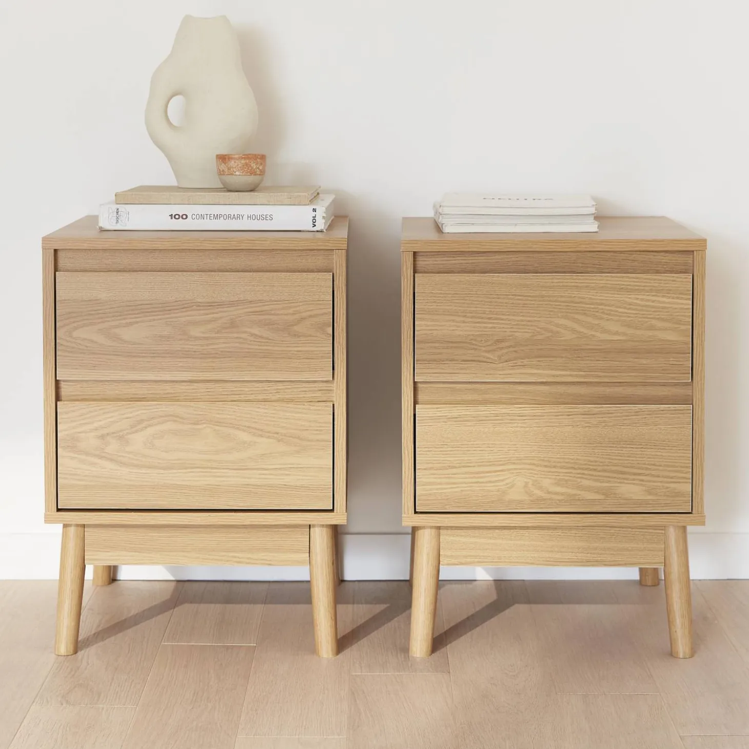 Pair of 2-drawer bedside tables