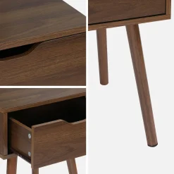 Pair of 1-drawer walnut stained wood bedside tables