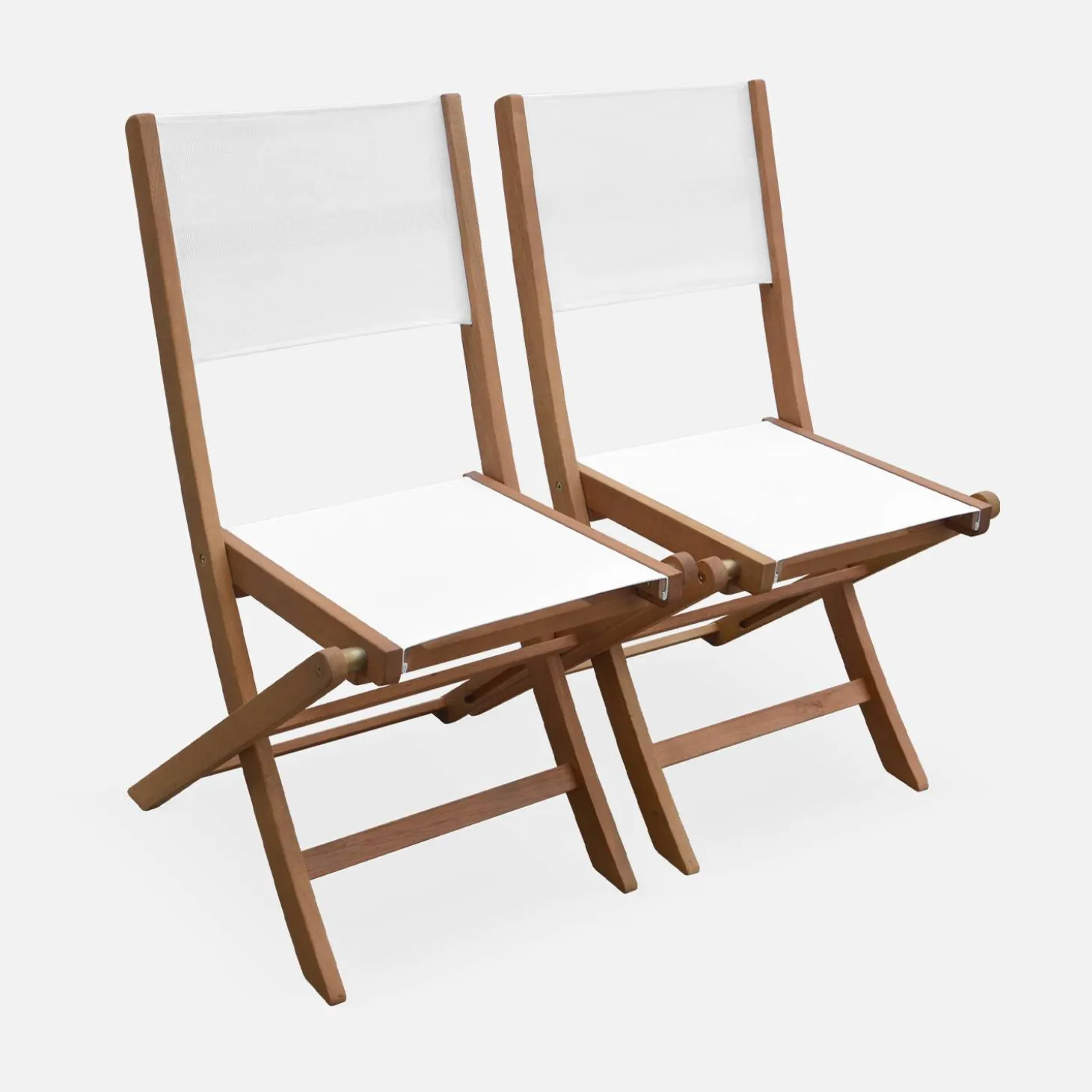 Pair of foldable wooden garden chairs