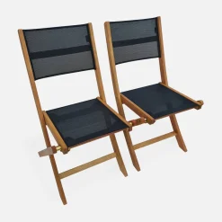 Pair of foldable wooden garden chairs