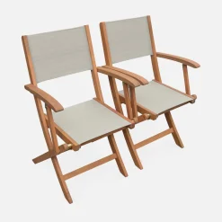 Pair of foldable wooden garden chairs