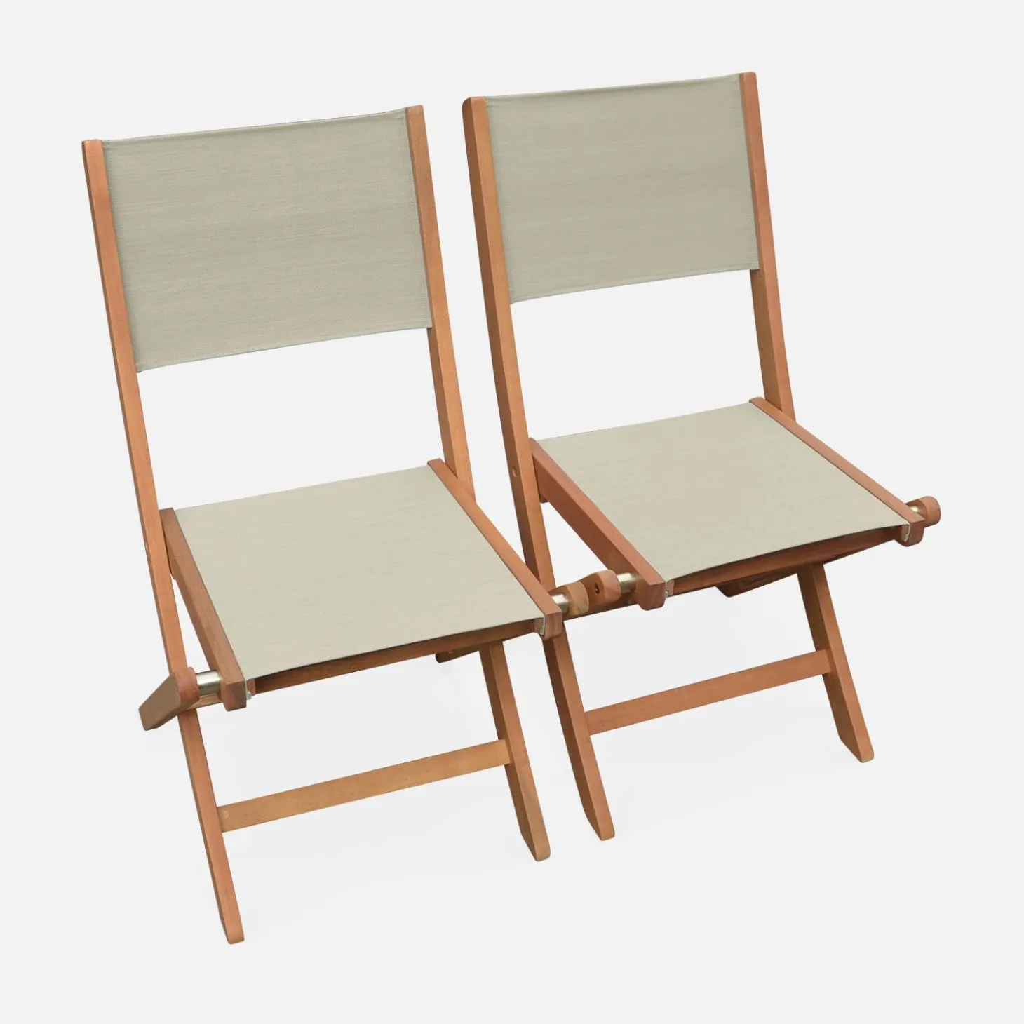 Pair of foldable wooden garden chairs