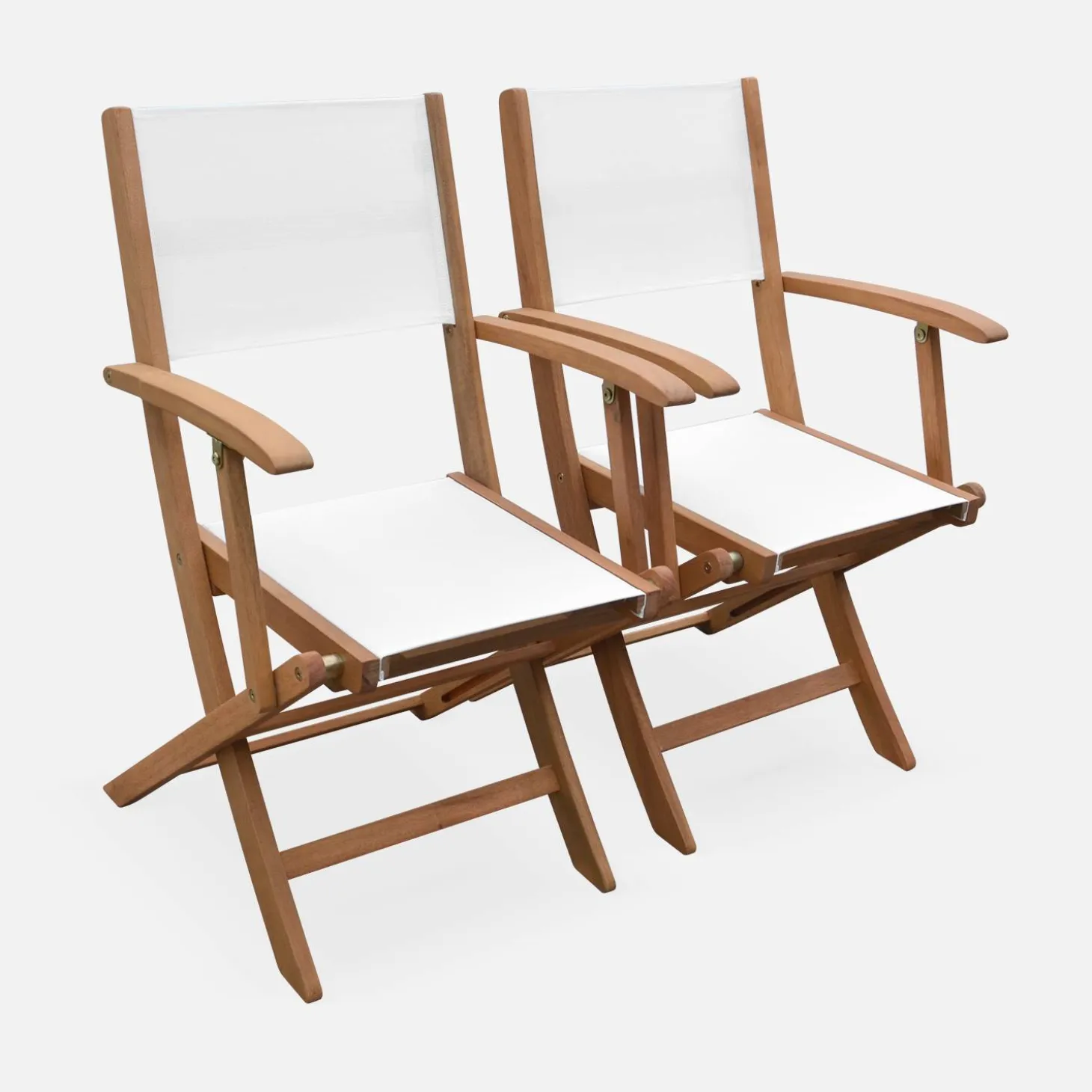 Pair of foldable wooden garden chairs